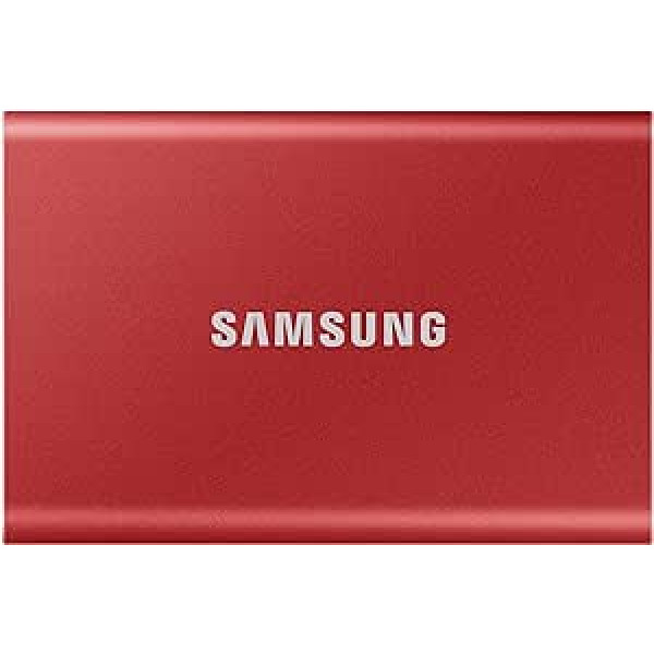 Samsung T7 pārnēsājamais SSD — 2 TB — USB 3.2 Gen.2 ārējais SSD, metālisks sarkans (MU-PC2T0R/WW)