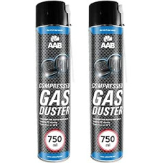 AABCOOLING saspiestā gaisa aerosols 750 ml, gaisa putekļsūcējs, saspiestās gāzes tīrītājs, saspiestā gaisa balons, multivides un biroja aprīkojuma tīrīšana, tastatūra, gaisa spiediena aerosols, saspiestā gaisa tīrītājs (2 x 750)