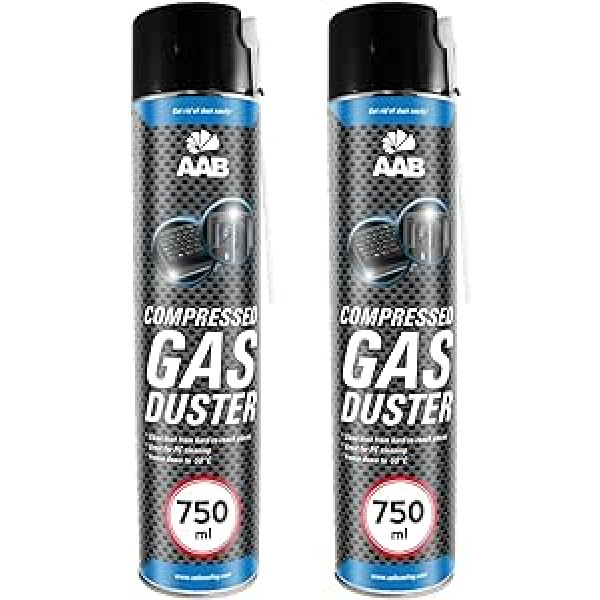 AABCOOLING Compressed Air Spray 750 ml, Air Duster, Compressed Gas Cleaner, Compressed Air Can, Cleaning Multimedia and Office Equipment, Keyboard, Air Pressure Spray, Compressed Air Cleaner (2 x 750