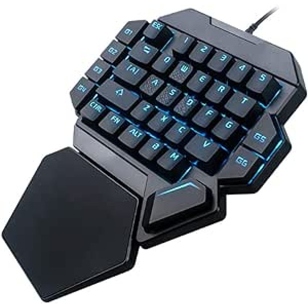 Tangxi vienas rokas pārnēsājama mehāniskā tastatūra Blacklight RGB 35 taustiņi ar makro definīcijas funkciju, saderīga ar Win10/8/7/Vista/ME/Mac/Linux/IBM