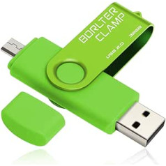 BorlterClamp 32GB OTG Memory Stick Dual USB Flash Drive, Thumb Drive with Micro USB Drive Port for Android Smartphone Tablet & Computer (Green)