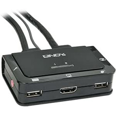 LINDY 42340 HDMI KVM Switch Compact USB 2.0 Audio 2 Port Black