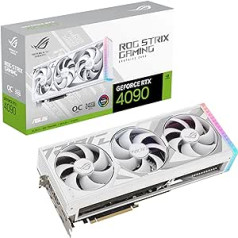 ASUS ROG Strix GeForce RTX 4090 24GB White OC Edition Gaming Graphics Card (NVIDIA DLSS 3, PCIe 4.0, 24GB GDDR6X, HDMI 2.1a, DisplayPort 1.4a, White, -RTX4090-O24G--)