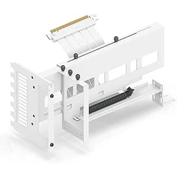 EZDIY-FAB Vertical PCIe 4.0 GPU Holder Graphics Card Holder, Video Cards VGA Support Kit with PCIe 4.0 X16 Gen4 White Riser Cable 90 Degree Right Angle White