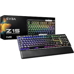 EVGA Z15 RGB spēļu tastatūra, RGB aizmugurgaismojuma LED, karsti maināmi mehāniskie Kailh ātruma sudraba slēdži (lineāri), 821-W1-15DE-K2, melns