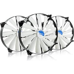 AABCOOLING Super Silent Fan 20 — kluss un efektīvs 200 mm liela korpusa ventilators ar 4 pretvibrācijas spilventiņiem — korpusa ventilators, dzesēšanas ventilators, ventilators 12 V, 14,9 dB, 193 m3/h — 3 vērtības komplekts