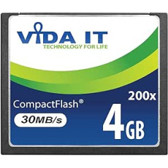 Vida IT 4GB Compact Flash CF atmiņas karte 200x 30Mb/s priekš Canon EOS 10D EOS 20D EOS 20Da 300D 30D 350D EOS 400D EOS 40D EOS 50D EOS 5D EOS 5D Mark II EOS Digital Camera D3 SLR kamera