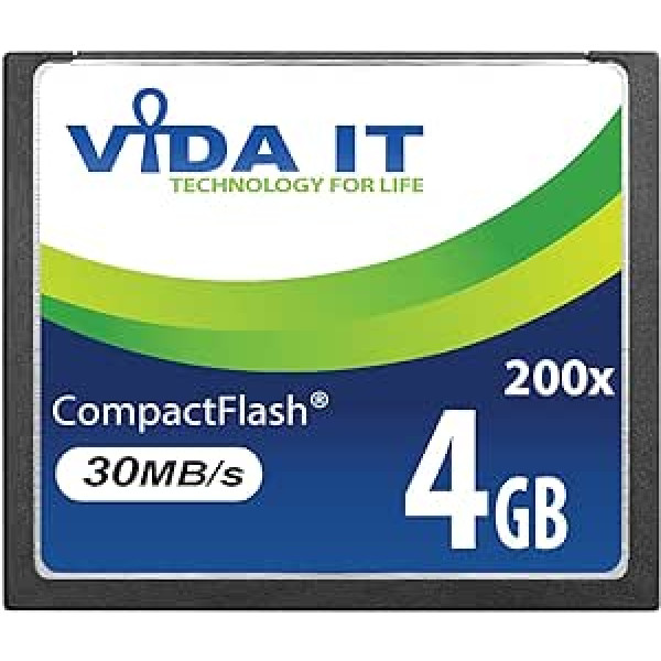 Vida IT 4GB Compact Flash CF Memory Card 200x 30Mb/s for Canon EOS 10D EOS 20D EOS 20Da 300D 30D 350D EOS 400D EOS 40D EOS 50D EOS 5D EOS 5D Mark II EOS 7D EOS D30 SLR Camera Digital Camera