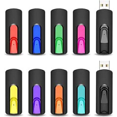 USB zibatmiņas 16 GB 10 daļiņu komplekts, Vansuny USB atmiņas zibatmiņa 16 GB, 10 slide, ievelkama, USB 2.0 16 GB atmiņas kartes datu krātuves dublējums personālajam datoram/mac datoram/galddatoram/klēpjdatoram/spēļu konsolēm (daudzkr