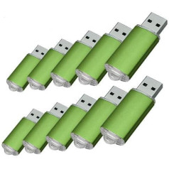 10 pakotnes USB zibatmiņas disks USB 2.0 Memory Stick Atmiņas disks Pen Drive Zaļš 16 GB