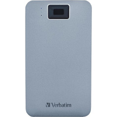 Verbatim Executive Fingerprint Secure HDD - 2TB - Grey - External Hard Drive with Fingerprint Reader - USB 3.1 GEN 1 - for Windows & Mac OSX - Portable Hard Drive - USB-C Hard Drive 53653