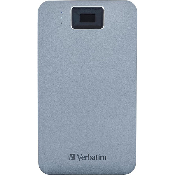 Verbatim Executive Fingerprint Secure HDD — 2TB — pelēks — ārējais cietais disks ar pirkstu nospiedumu lasītāju — USB 3.1 GEN 1 — operētājsistēmai Windows un Mac OSX — pārnēsājams cietais disks — USB-C cietais disks 53653