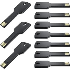 USB zibatmiņas zibatmiņa 32 GB atslēgas formas zibatmiņas disks Uflatek USB 2.0 Memory Stick 10 zibatmiņas diska komplekts, melns Memory Stick Metāla zibatmiņas disks Ārējā datu krātuve dzimšanas dienai