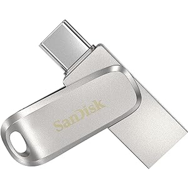 SanDisk Ultra Dual Drive Luxe USB Type-C diska viedtālruņa atmiņa 512 GB (mobilais, USB 3.1 Gen 1, rotējošs dizains, 150 MB/s lasīšana, automātiska dublēšana)