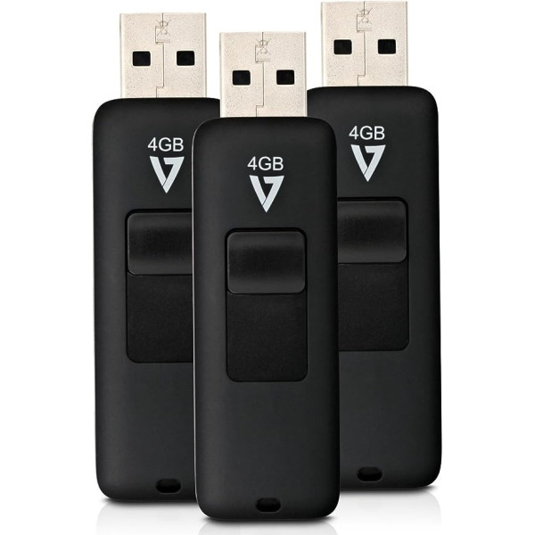 V7 VF24GAR-3PK-3E Slīdnis USB 2.0 Memory Stick 4 GB melns (3 komplektā)