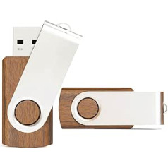 Koka USB zibatmiņa 64 GB TATMOHIK USB Stick 2.0 liela ātruma pakotne, kurā ir 2 USB atmiņas kartes datu krātuve skolai, birojam un mājām, Pendrive ar metāla grozāmu klipsi