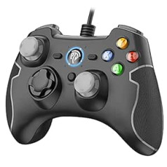 EasySMX vadu PS3 datora kontrolieris, kontroliera kursorsvira spēlēm ar kabeli ar dubultu vibrāciju, turbo un priekšējās pogas operētājsistēmai Windows, Android, PS3, televizora pierīce