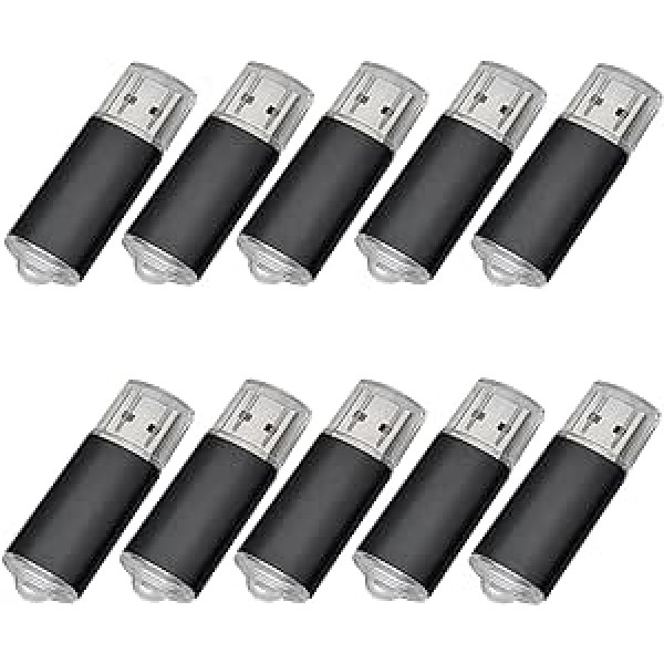 10 USB-Sticks, USB 2.0 Memory Sticks, Speicher-Sticks. Schwarz 2 GB