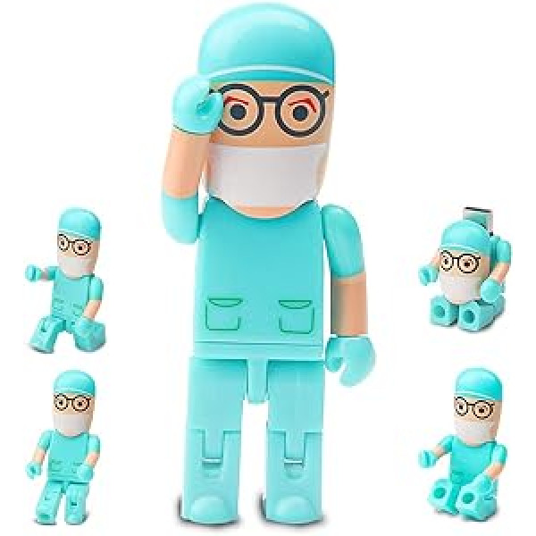 64 GB Cartoon Doctor modeļa USB zibatmiņas disks USB 2.0 Memory Stick ārējai datu glabāšanai Zaļš