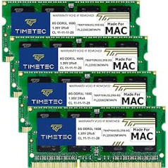 Timetec 32GB komplekts (4x8GB) Savietojams ar Apple DDR3L 1600MHz PC3L-12800 CL11 operētājsistēmai iMac (2011. gada vidus, 2012. gada beigas, 2013. gada beigas, 2014. gada beigas Retina 5K, 2015. gada vidus atmiņa MSODIACKRAM Retinae)