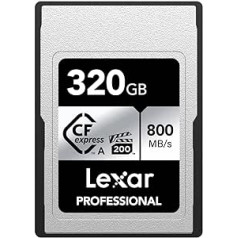 Lexar Professional Silver Series CFexpress Type A Card 320GB, CFe Card up to 800MB/s Read, VPG200, 8K Video CF Card, Memory Card Compatible with Sony Alpha/Sony FX Cameras (LCAEXSL320G-RNENG)