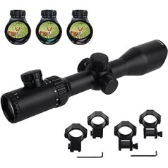 FOCUHUNTER 3-12X42SF Scope zaļš pārklājums 1/4 MOA vidēja diapazona sarkans/zaļš tīklojums ar 20 mm un 11 mm Picatinny sliežu stiprinājumiem āra sportam