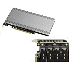 KALEA-INFORMATIQUE PCIe x16 M2 kontrollera karte 4 M.2 NVMe M atslēgas SSD ar mikroshēmojumu 2824, saderīga ar bezbifurkācijas un bifurkācijas režīmiem