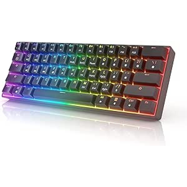 GK61 mehāniskā spēļu tastatūra — 61 taustiņu RGB apgaismots LED fona apgaismojums PC/Mac Gamer