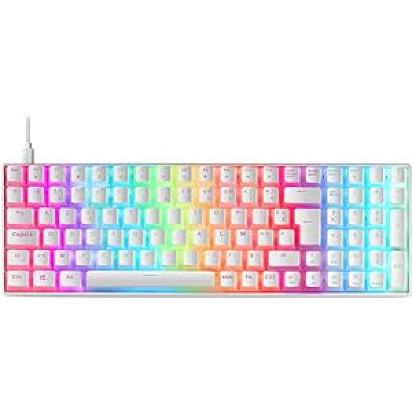 Mars Gaming MKULTRA, Mechanical keyboard White RGB, Compact 96%, switch Outemu SQ Red, French