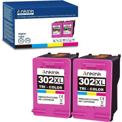 ANKINK 302XL Printer Cartridges Colour 2 Pack Ink Cartridges Replacement for HP Cartridges 302 XL HP302 HP302XL for 1110 2130 3630 3632 3634 3636 3637 4520 4522 4524 4525 4526 45527 527528 3830 3831