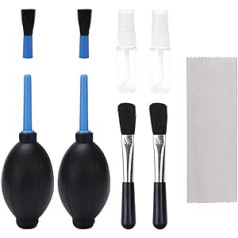 YIXISI 9 Pieces Professional Camera Lens Cleaning Kit: 2 x Dust Ball, 2 x Mini Brush, 2 x Cleaning Brush, 2 x Reusable Spray Bottle, 1 x Microfibre Cloths for DSLR Cameras/Camcorders