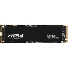 Crucial P3 Plus 2TB M.2 PCIe Gen4 NVMe iekšējais SSD — līdz 5000 MB/s — CT2000P3PSSD801 (Acronis izdevums)