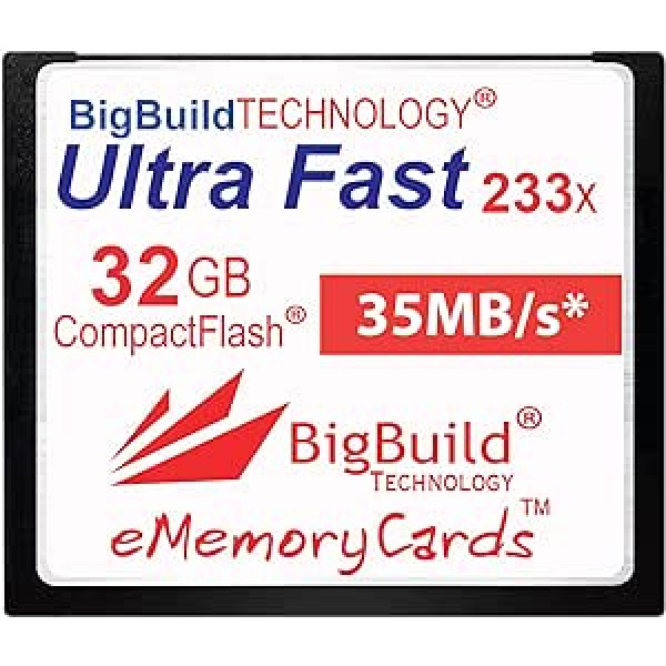 eMemoryCards 32GB Ultra Fast 35MB/s CF Memory Card Compatible with Canon 10D/20D/30D/40D/50D/1D/1Ds/5D/5Ds/7D Mark I/II/III/IV, Nikon D, Olympus E, Sony Alpha, Leica S Cameras