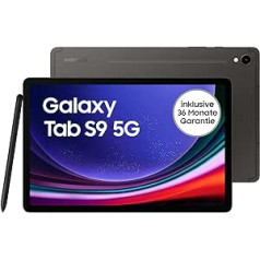 Samsung Galaxy Tab S9 Android planšetdators 5G 128GB 8GB RAM MicroSD kartes slots + S Pen Simlock bezmaksas bez līguma grafīta + 36 mēnešu garantija [ekskluzīva Amazon]