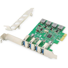 DIGITUS IO karte - PCIe - USB 3.0 interfeisa karte - SCSI USAP - 4 ports USB tips A - maks. 5 Gbps - mikroshēmojums VL805