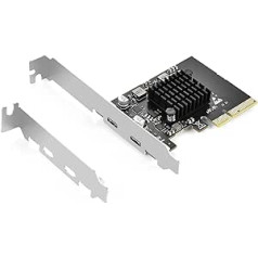 ELUTENG PCIe X4 USB C karte 2 pieslēgvieta 2 x 10 Gpbs, PCI-E līdz C 3.2 Gen2 paplašināšanas karte ar lielas platības dzesētāju, PCI-E uz USB Express karte galddatoram