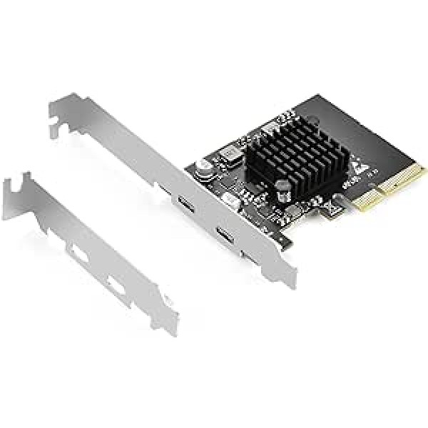 ELUTENG PCIe X4 USB C karte 2 pieslēgvieta 2 x 10 Gpbs, PCI-E līdz C 3.2 Gen2 paplašināšanas karte ar lielas platības dzesētāju, PCI-E uz USB Express karte galddatoram