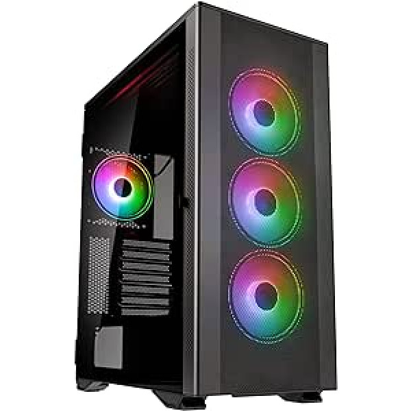 Kolink Stronghold Prism RGB Black Gaming PC Case EATX with Mesh Front, Removable Hood, Hinged Tempered Glass Door, 4 x Addressable RGB Fans 120 mm - Midi Tower Gamer PC Case