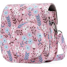 Frankmate Camera Case Compatible with Fujifilm Instax Mini 11/9/8/8+ Instant Camera with Detachable Adjustable Strap, Flowers Pink