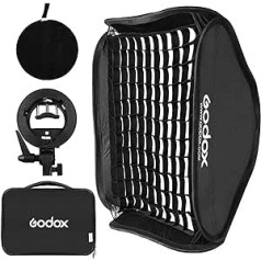 Godox Softbox mīkstās gaismas pārveidotājs ar režģi 32 x 32 collas / 80 x 80 cm ar S tipa zibspuldzes stiprinājumu Bowens stiprinājums studijas zibspuldzes fotografēšanai GODOX V1 V860 TT685 TT600 AD200 AD300