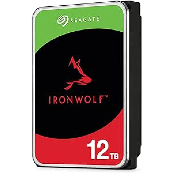 Seagate IronWolf 12TB, NAS interne Festplatte, 3,5 Zoll, 7200 U/Min, CMR, 256 MB kešatmiņa, SATA 6GB/s, silber, FFP, inkl. 3 Jahre glābšanas dienests, modelis: ST12000VN0008