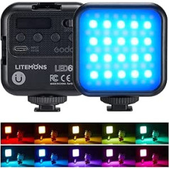 GODOX LITEMONS LED6R RGB LED video gaisma, Torch Bicolor 3200K-6500K CRI 95, 13 FX gaismas efekti, HSI režīms, uzlādējams ierakstīšanai, tiešraides straumēšana, mikrofilma