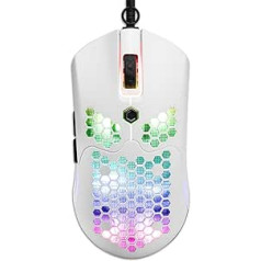 RGB Gaming Mouse Wired Lightweight 65g Honeycomb Case Ultra Light Ultraweave Cable 26RGB Backlit 12000DPI Programmable Drive 7 Buttons Optical Mice