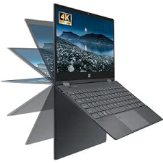 UDKED 14 collu 2-in-1 skārienekrāna klēpjdators, 3840 x 2160 IPS LCD, Intel N95 (līdz 3,4 GHz), 12 GB DDR5, Windows 11, tastatūra ar aizmugurgaismojumu, atbloķēšana ar pirkstu nospiedumu, 2,4G/5G WiFi, C tips, Bluetooth 4.2 (vācu val