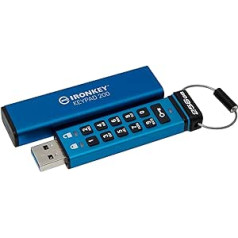 Kingston IronKey Keypad 200 A tipa aparatūras šifrēts USB zibatmiņas disks FIPS 140-3 3. līmenis (gaida) ar XTS-AES 256 bitu aparatūras šifrēšanu — IKKP200/256GB