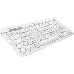 Logitech K380 vairāku ierīču Bluetooth tastatūra operētājsistēmai Mac, vienkārša pārslēgšanās starp līdz pat 3 ierīcēm, šķērveida taustiņi, 2 gadu akumulators, MacOS/iOS/iPadOS, vācu QWERTZ izkārtojums — balts