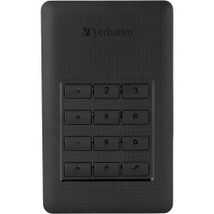 Verbatim Store 'n' Go Secure Portable I 1TB I Black I Ārējais cietais disks ar koda piekļuvi I USB 3.1 GEN 1 I Ārējais cietais disks I operētājsistēmai Windows un MacOSX I Portatīvais cietais disks I USB cietais disks