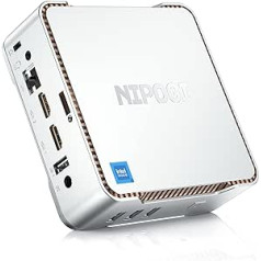 NiPoGi Mini PC 12GB RAM 256GB M.2 SSD, Intel Celeron N5105 (līdz 2.9GHz) Business Mini PC, Mini Computer Atbalsta 4K UHD 2X HDMI + VGA, WiFi 5, Gigablit Ethernet