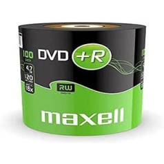 100 Maxell DVD+R 4,7 GB ar 16x saraušanās ātrumu