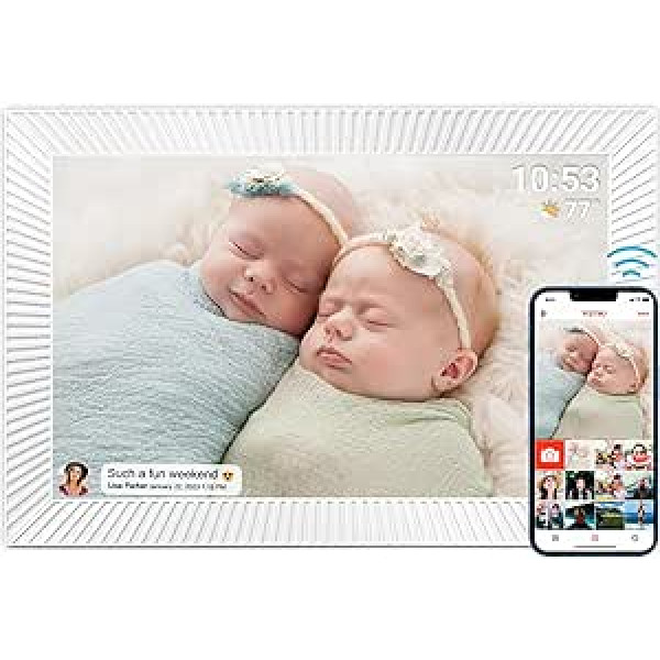 FRAMEO digitālais attēlu rāmis 10,1 collas ar 32 G iekšējo atmiņu, viedais WiFi digitālais foto rāmis, 1280 x 800 IPS skārienekrāns, kustības sensors, automātiska pagriešana, fotoattēlu un videoklipu kopīgošana